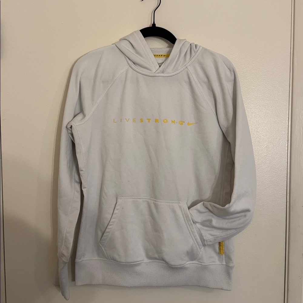 Nike White Hoodie with Yellow Logo